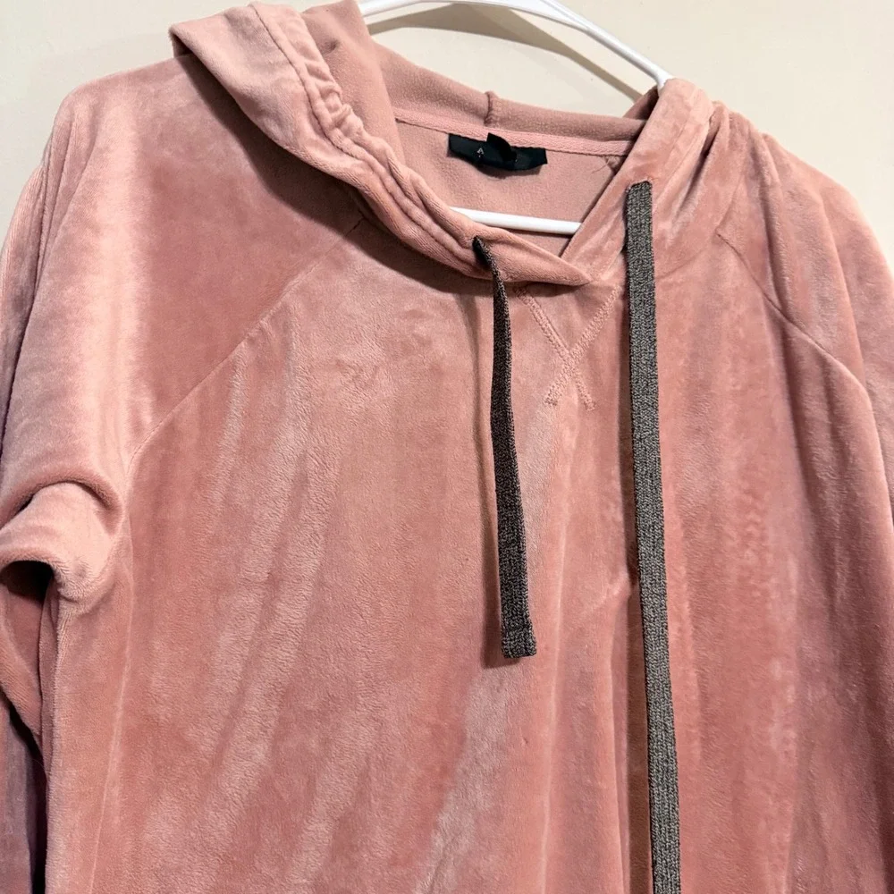 Y2K 2000s Alfani  Womens Velvour Hoodie Pink/Gray‎ Loungewear M Cozy Everyday
